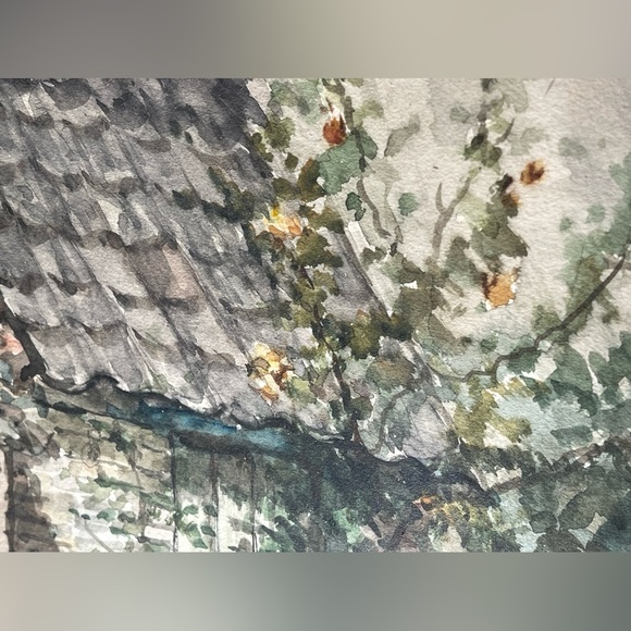 Country Cabin Original Water Colour. Artist Unknown. Gold tone pressure Frame - Picture 10 of 13